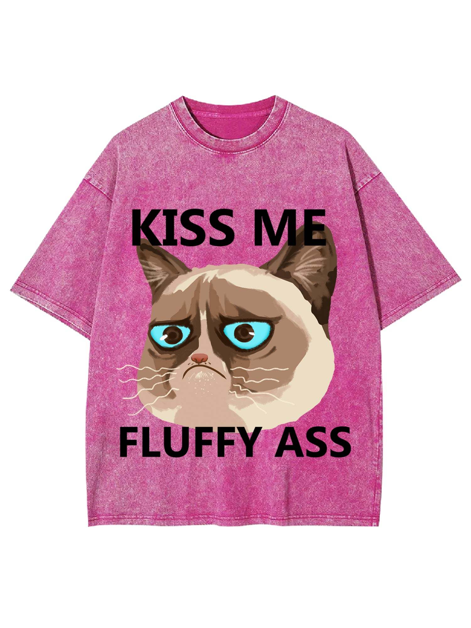 Kiss Me Fluffy Ass Washed Tshirt-ClassyOutlaw