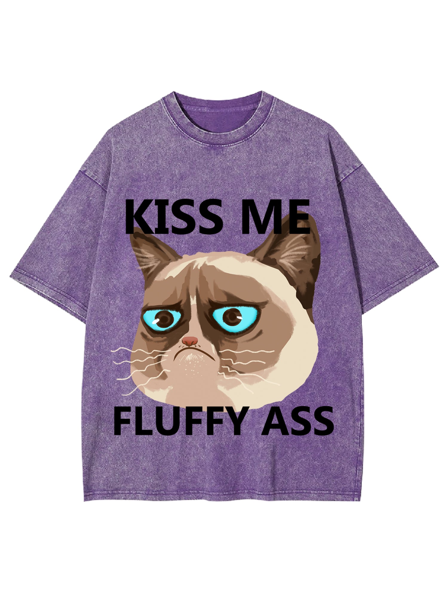 Kiss Me Fluffy Ass Washed Tshirt-ClassyOutlaw