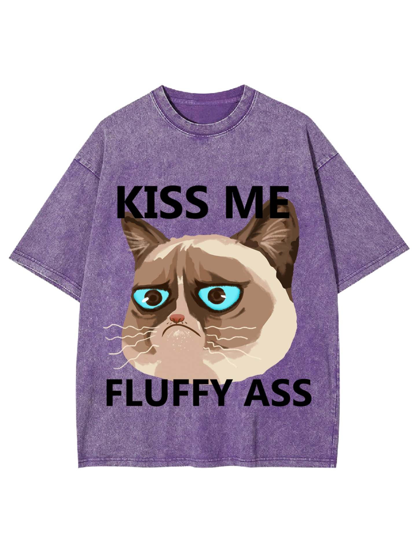 Kiss Me Fluffy Ass Washed Tshirt-ClassyOutlaw