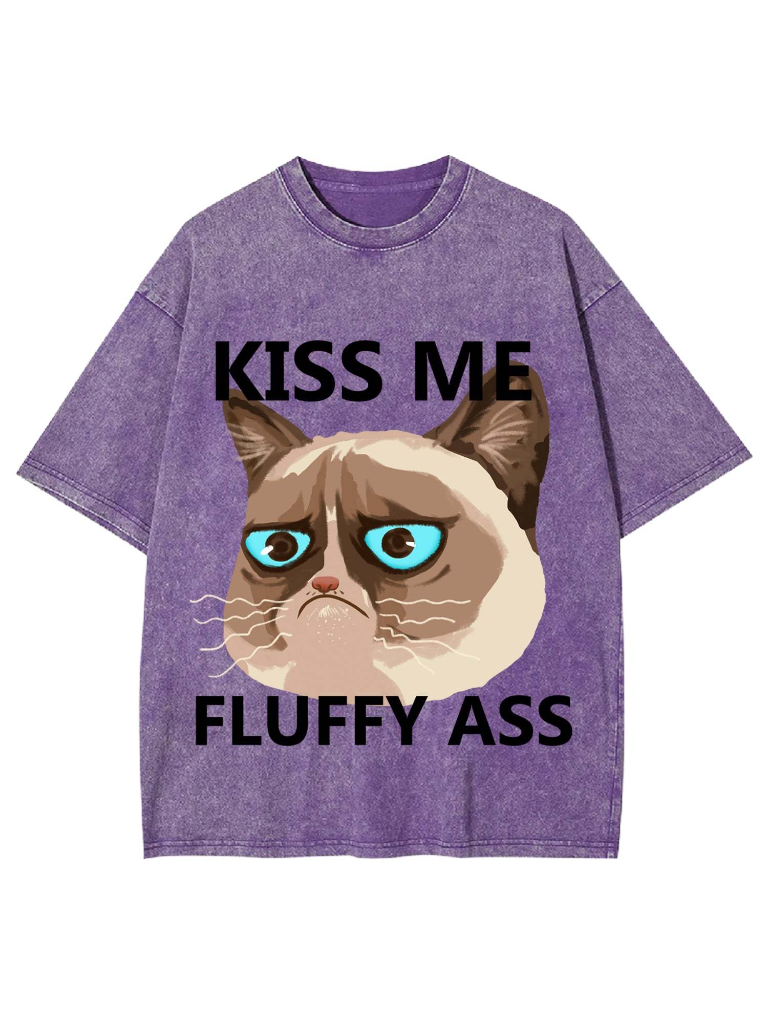 Kiss Me Fluffy Ass Washed Tshirt-ClassyOutlaw