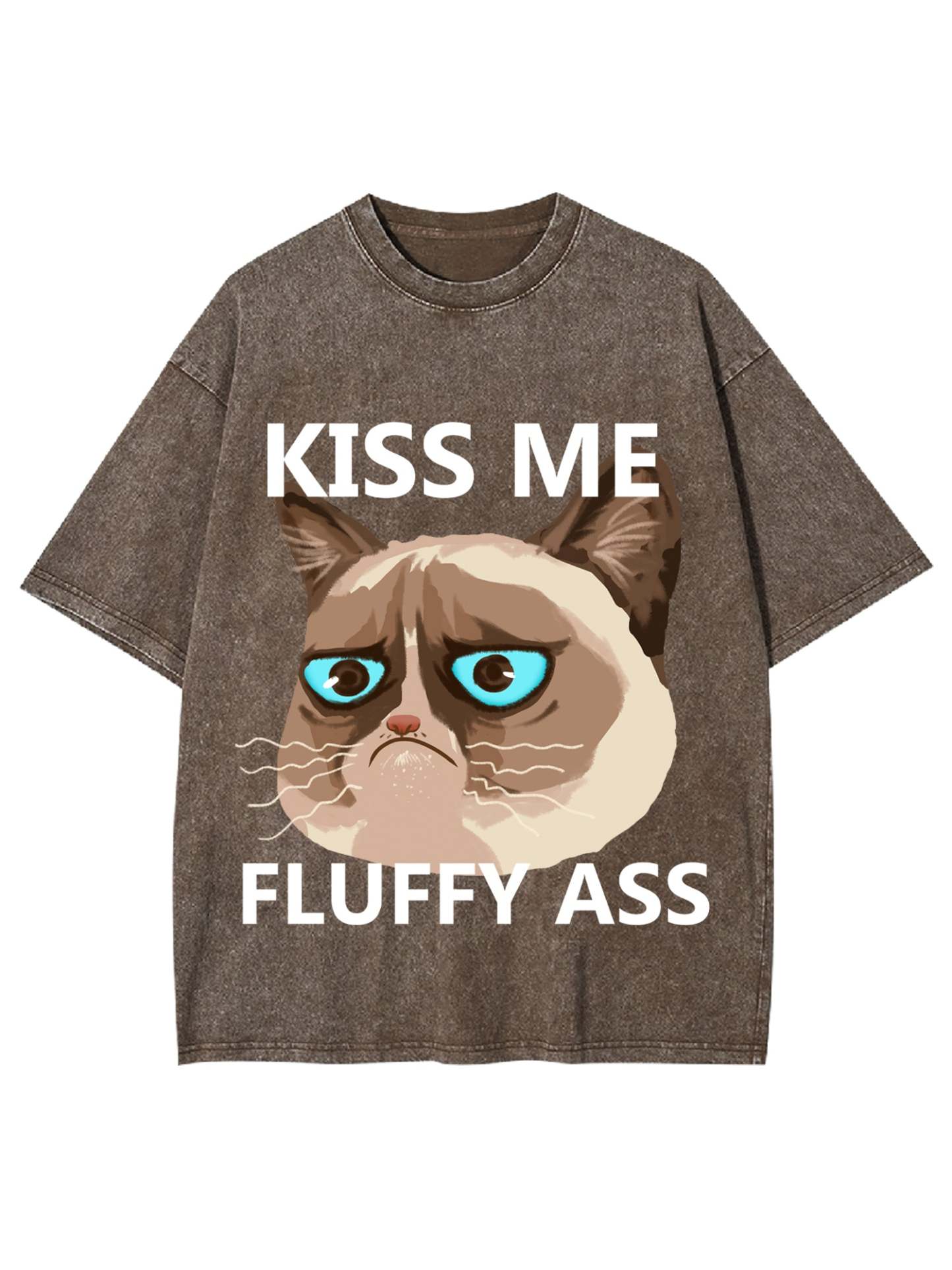 Kiss Me Fluffy Ass Washed Tshirt-ClassyOutlaw