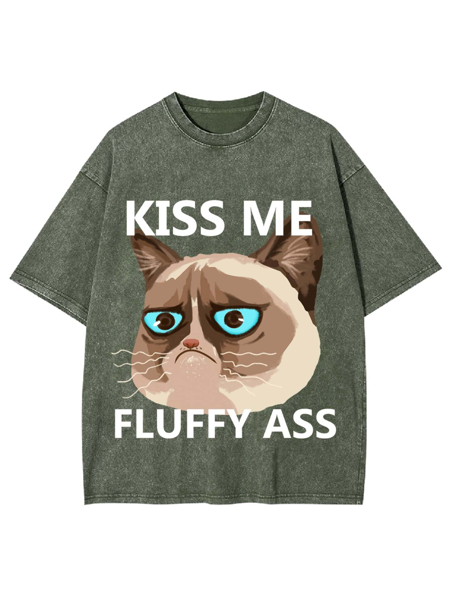 Kiss Me Fluffy Ass Washed Tshirt-ClassyOutlaw