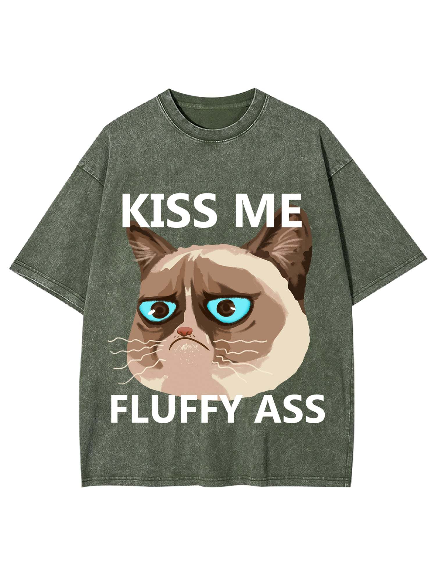 Kiss Me Fluffy Ass Washed Tshirt-ClassyOutlaw