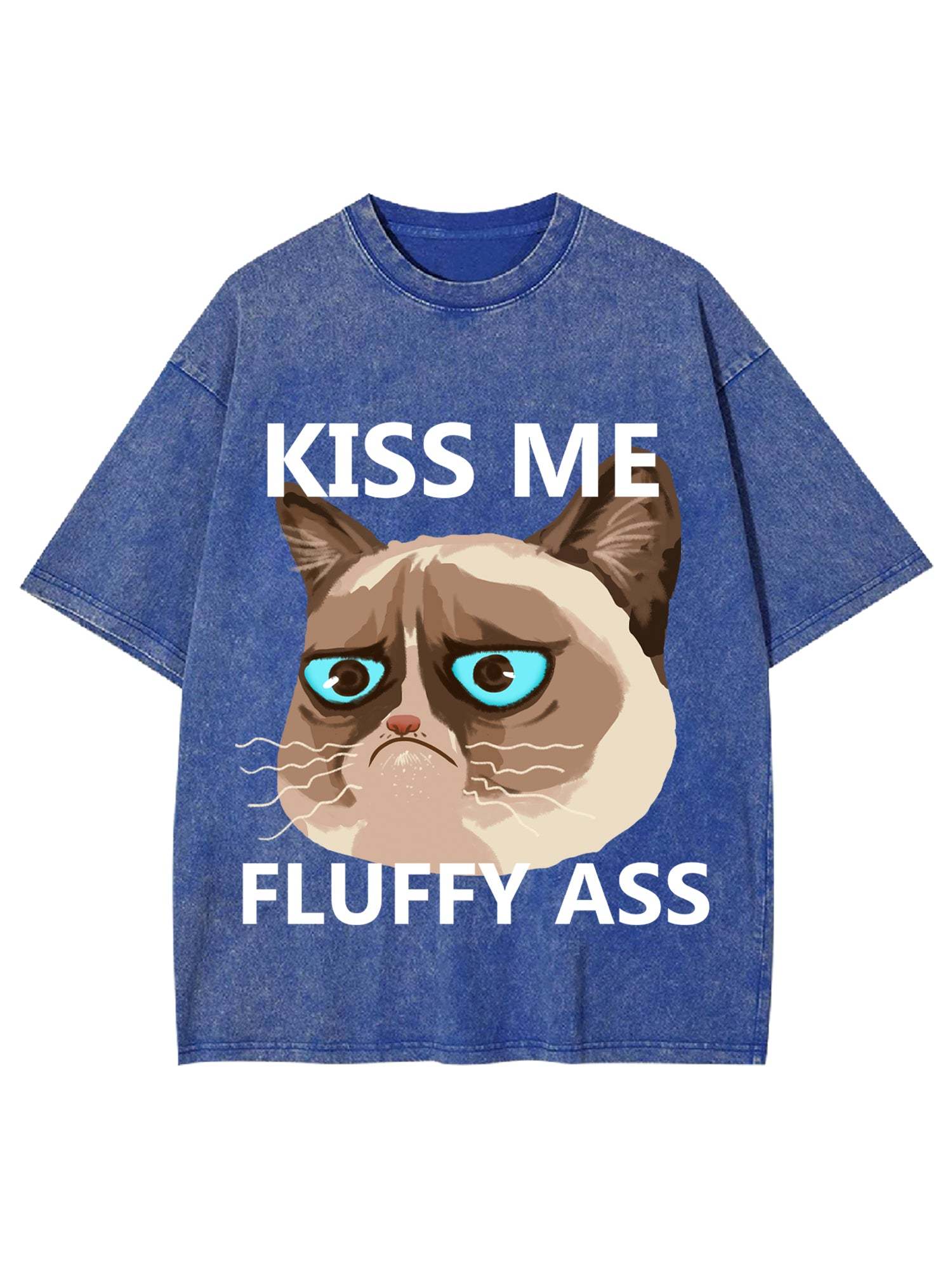 Kiss Me Fluffy Ass Washed Tshirt-ClassyOutlaw