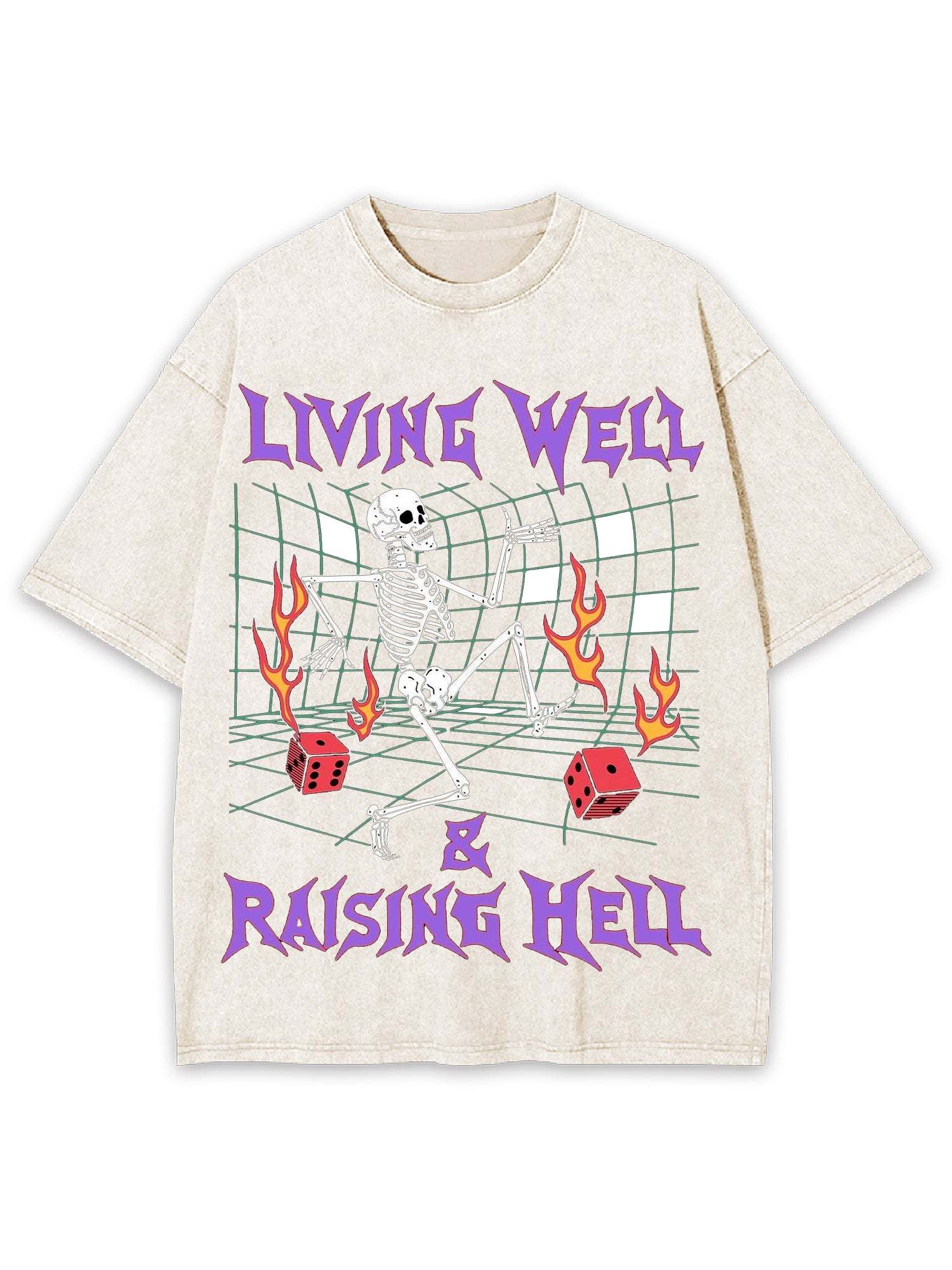 Living Well, Raising Hell Washed Tshirt-ClassyOutlaw
