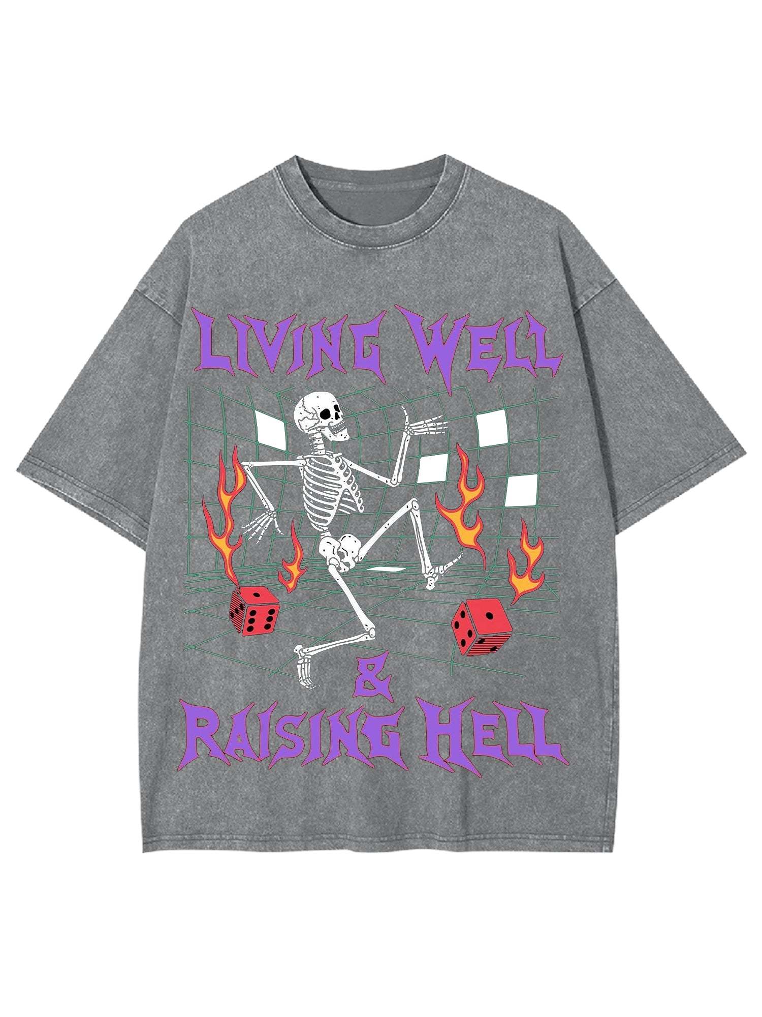 Living Well, Raising Hell Washed Tshirt-ClassyOutlaw