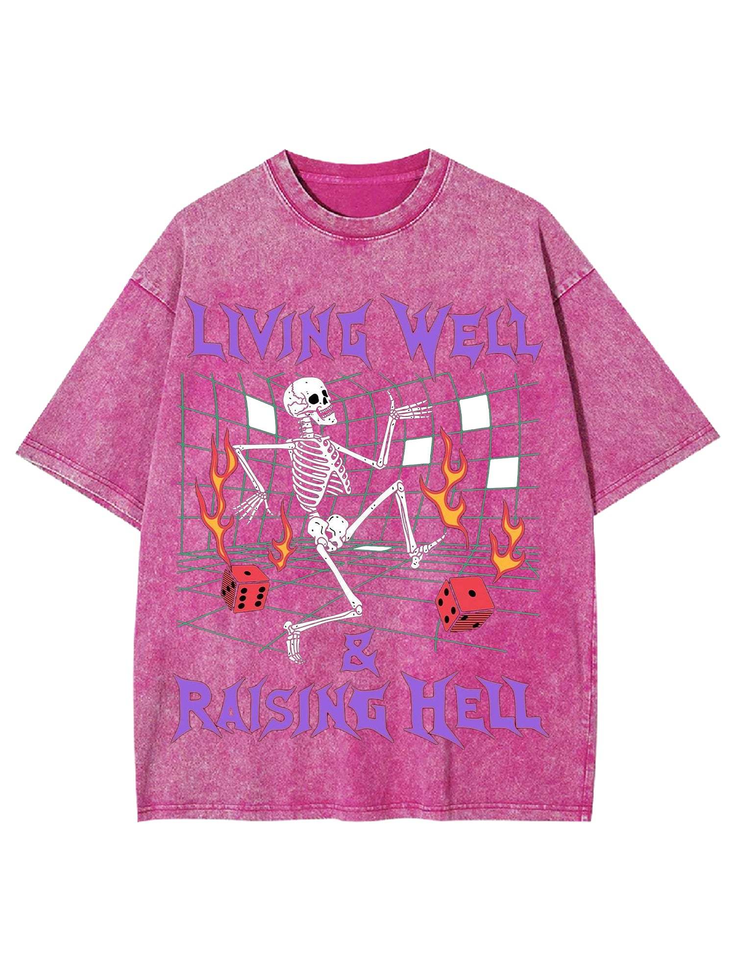 Living Well, Raising Hell Washed Tshirt-ClassyOutlaw