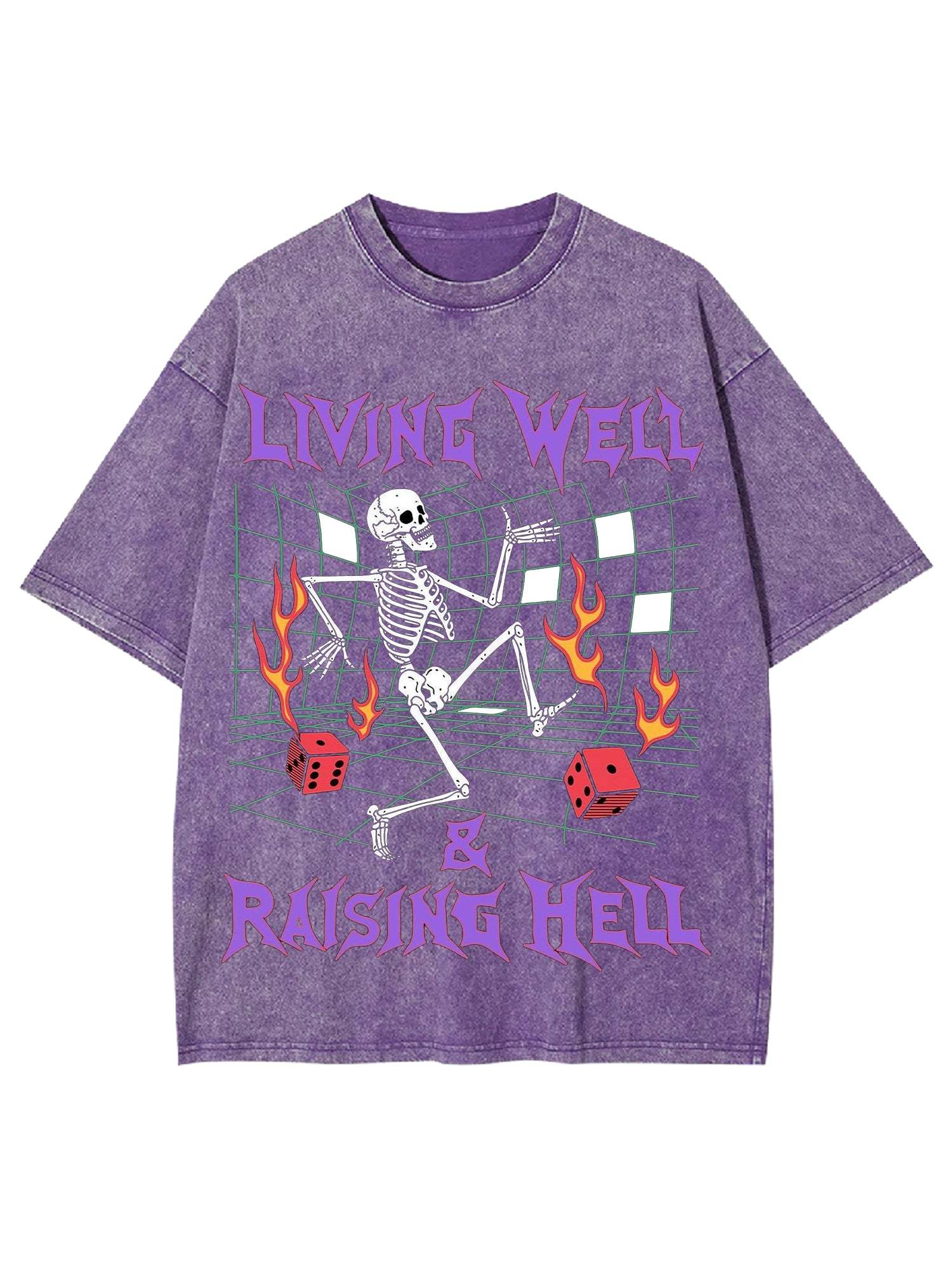Living Well, Raising Hell Washed Tshirt-ClassyOutlaw