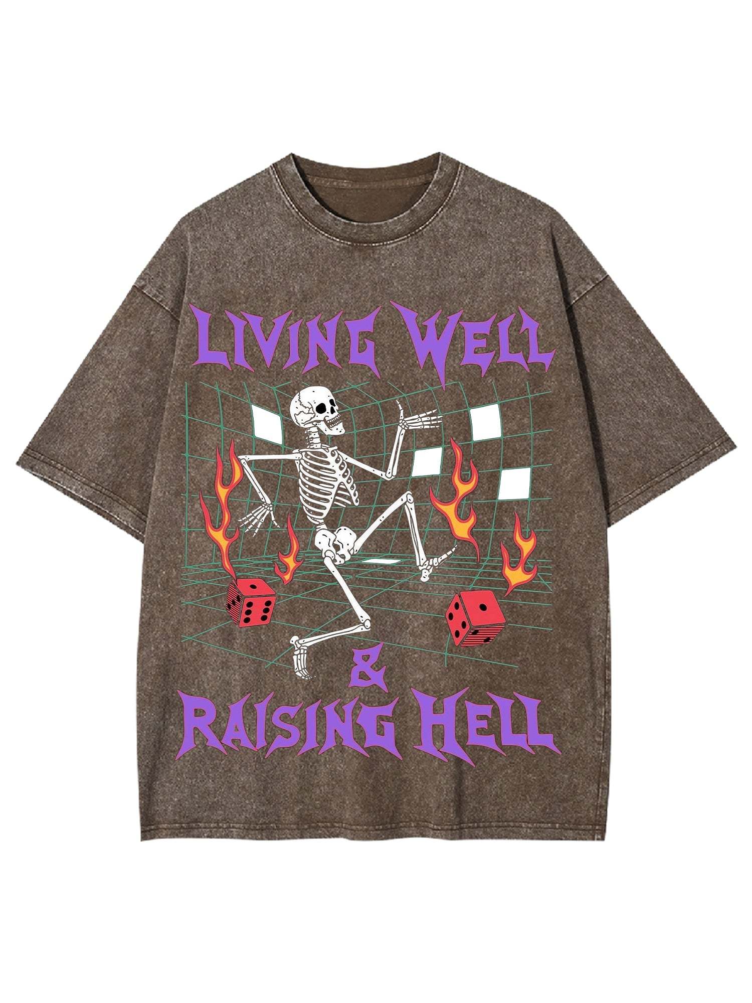 Living Well, Raising Hell Washed Tshirt-ClassyOutlaw