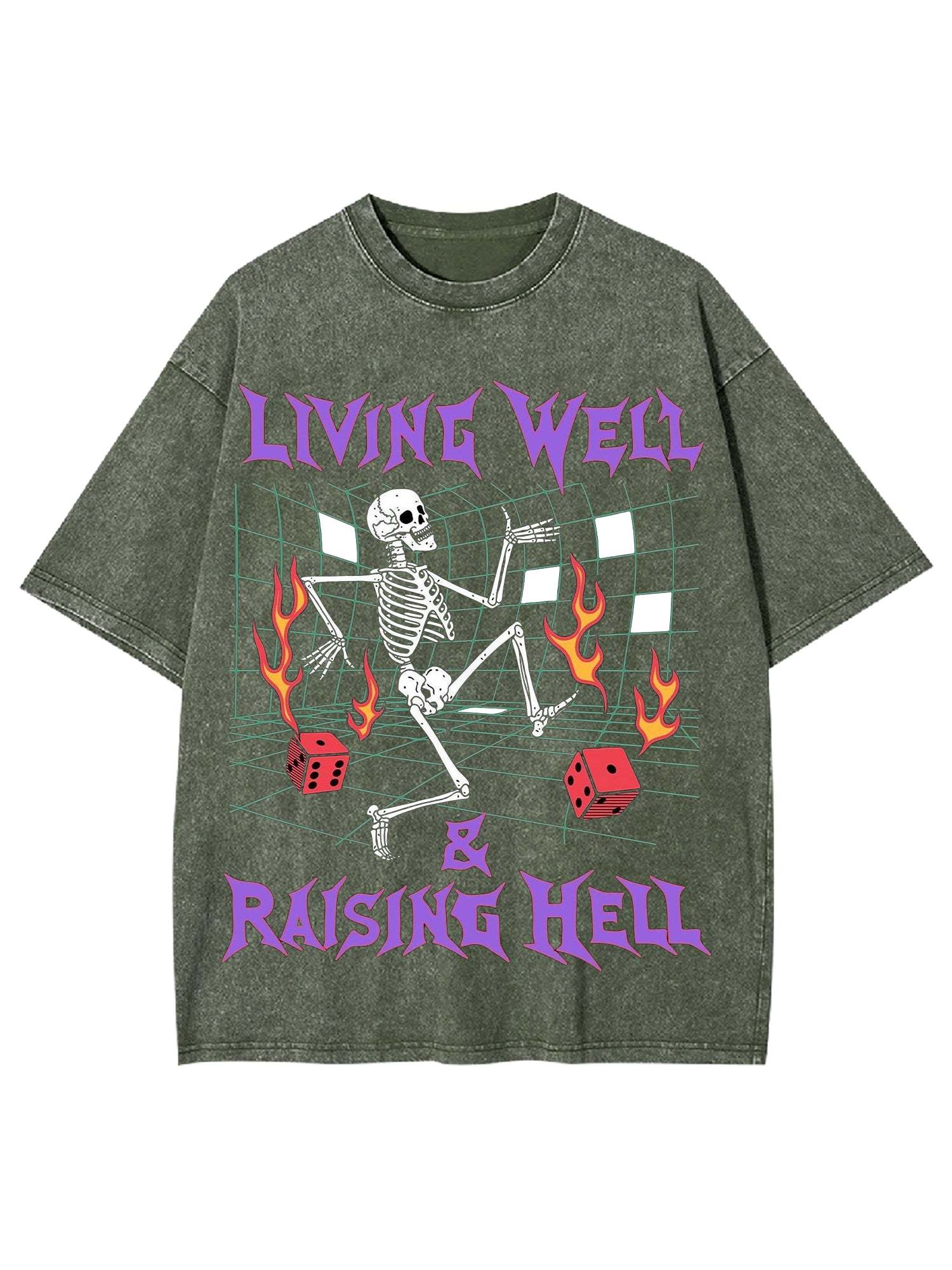Living Well, Raising Hell Washed Tshirt-ClassyOutlaw