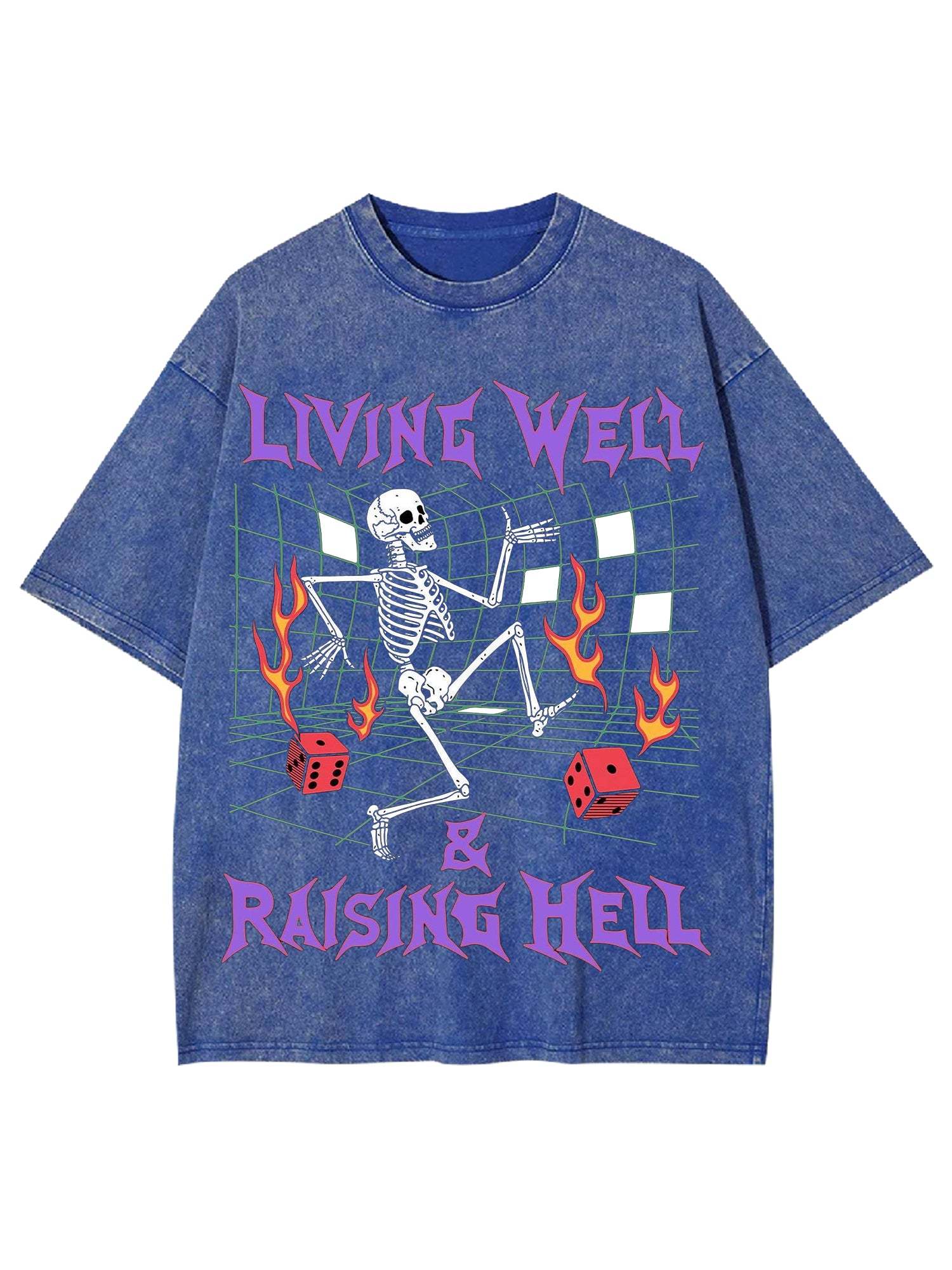 Living Well, Raising Hell Washed Tshirt-ClassyOutlaw