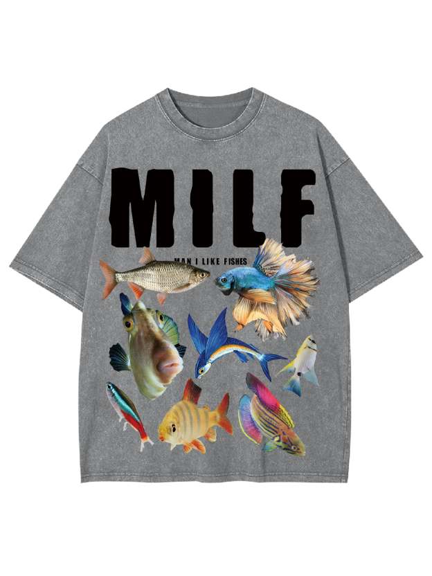 Milf Shirt Washed Tshirt-ClassyOutlaw