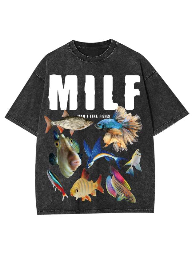 Milf Shirt Washed Tshirt-ClassyOutlaw