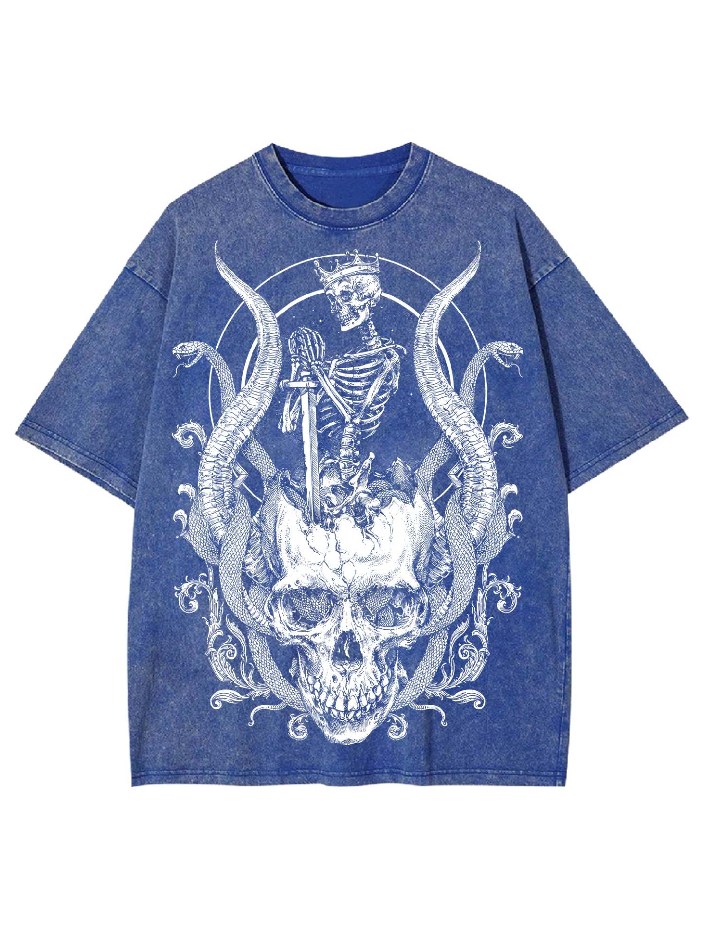 Skeleton King Washed Tshirt-ClassyOutlaw