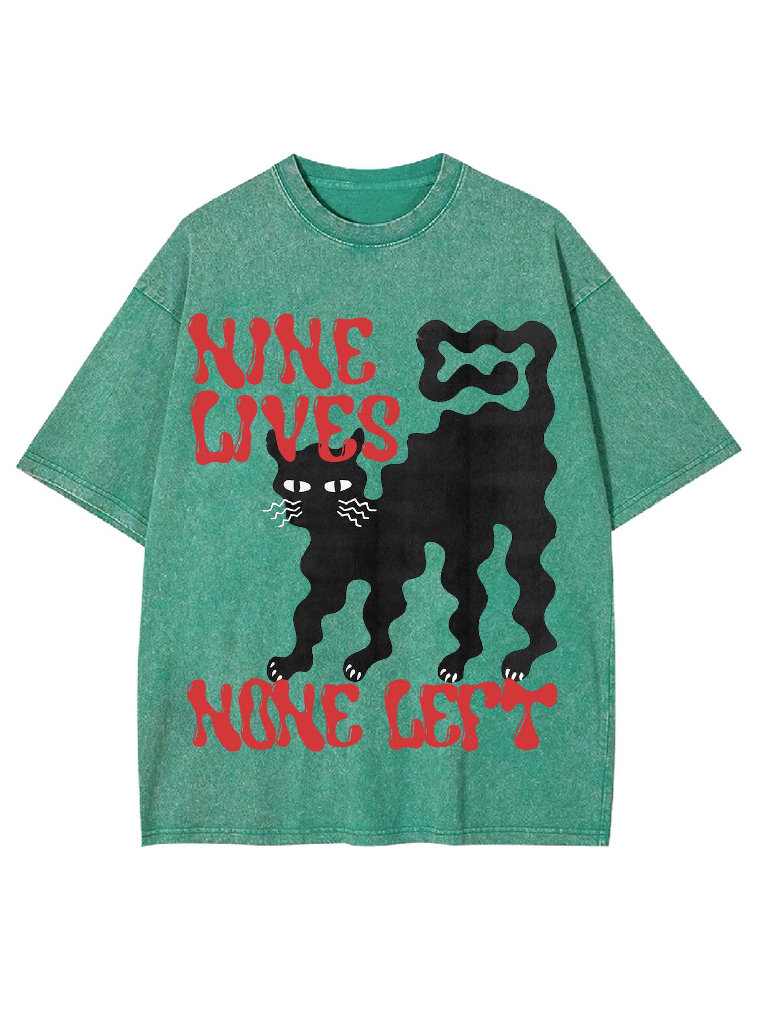 Nine Lives None Left Washed Tshirt-ClassyOutlaw