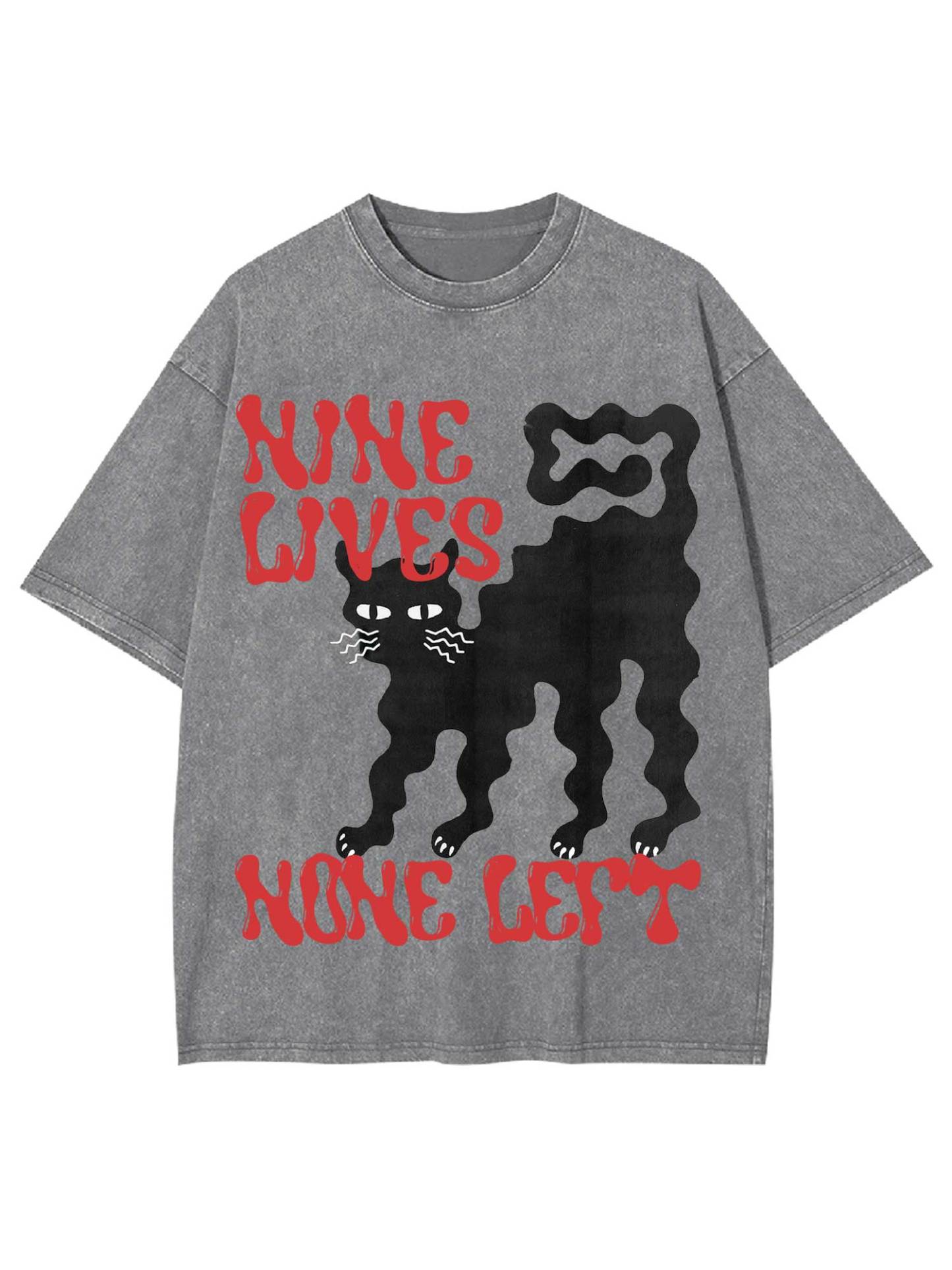 Nine Lives None Left Washed Tshirt-ClassyOutlaw