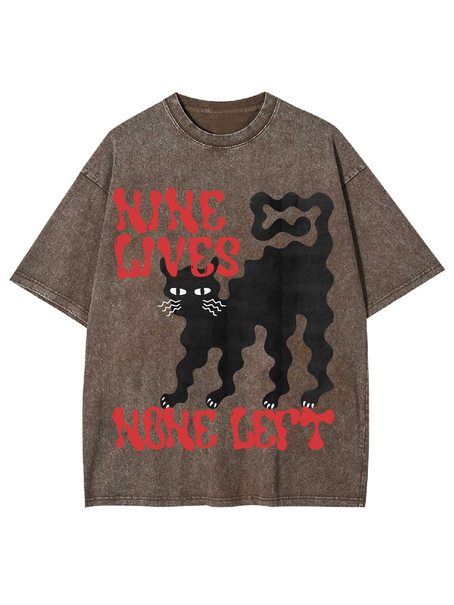 Nine Lives None Left Washed Tshirt-ClassyOutlaw