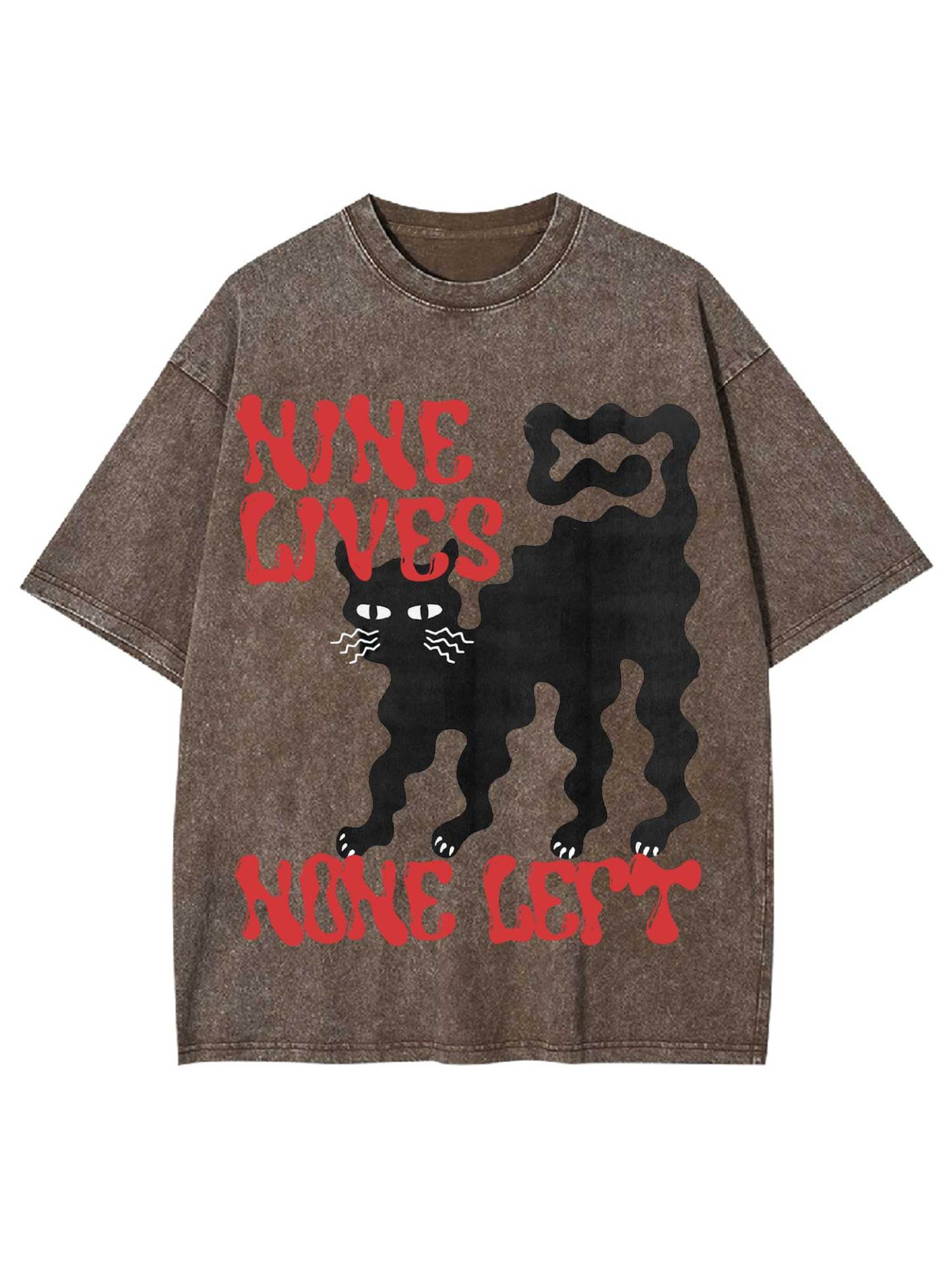 Nine Lives None Left Washed Tshirt-ClassyOutlaw Sale