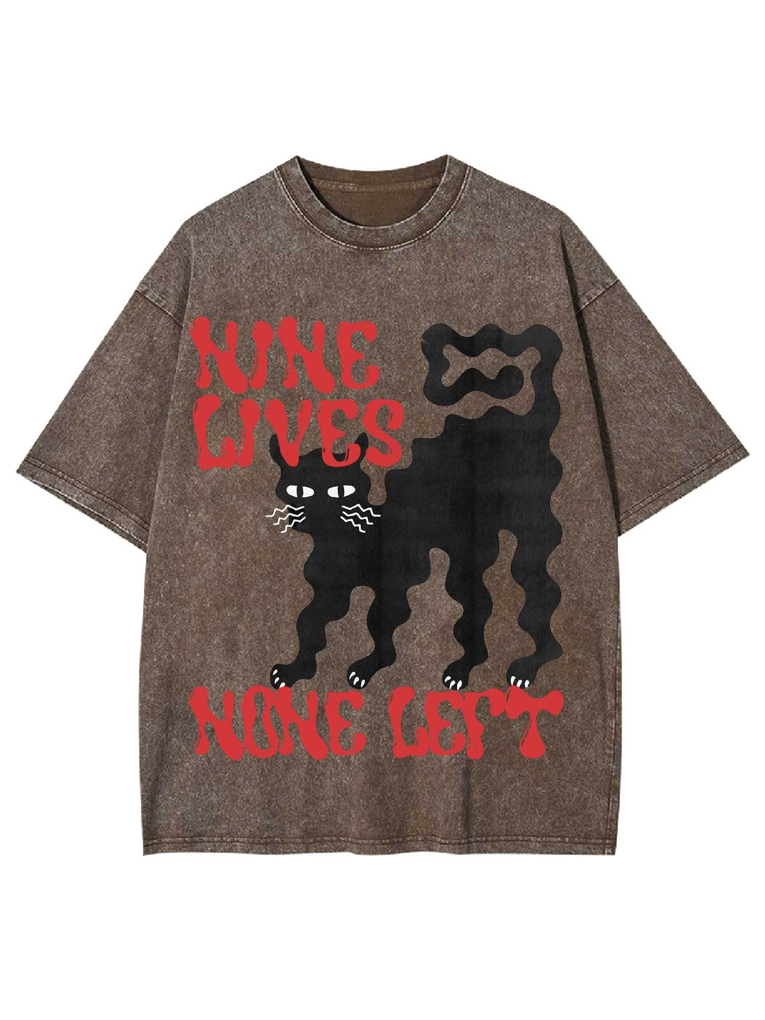 Nine Lives None Left Washed Tshirt-ClassyOutlaw