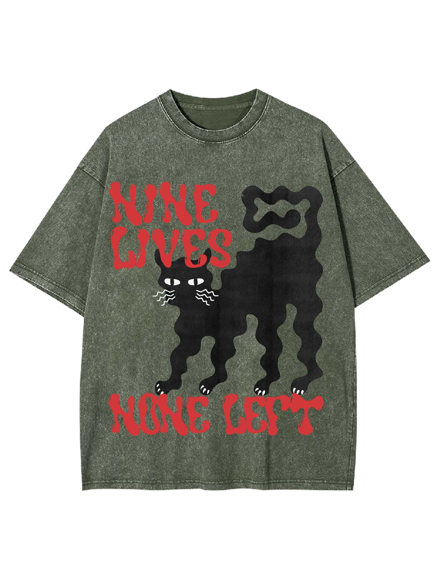 Nine Lives None Left Washed Tshirt-ClassyOutlaw