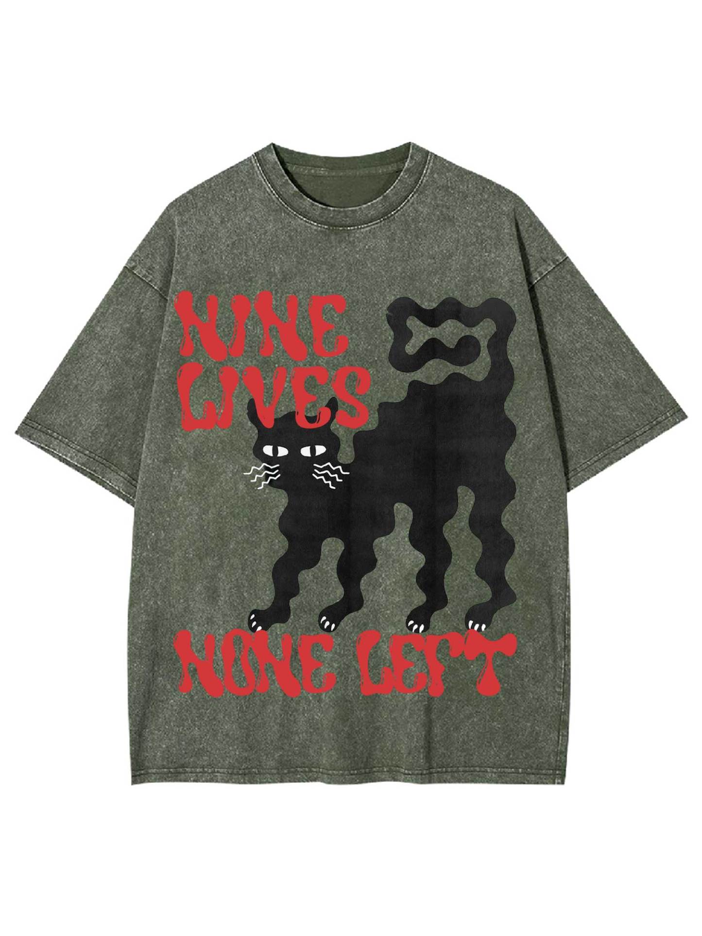 Nine Lives None Left Washed Tshirt-ClassyOutlaw