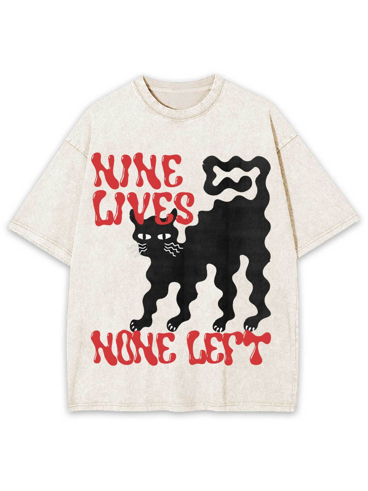 Nine Lives None Left Washed Tshirt-ClassyOutlaw