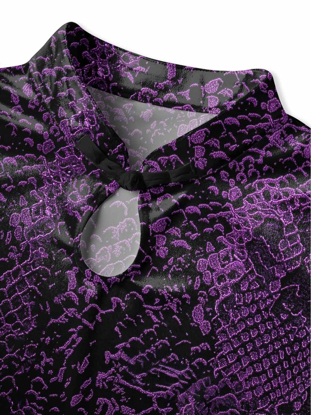 PURPLE SNAKE SCALE QIPAO MINI DRESS