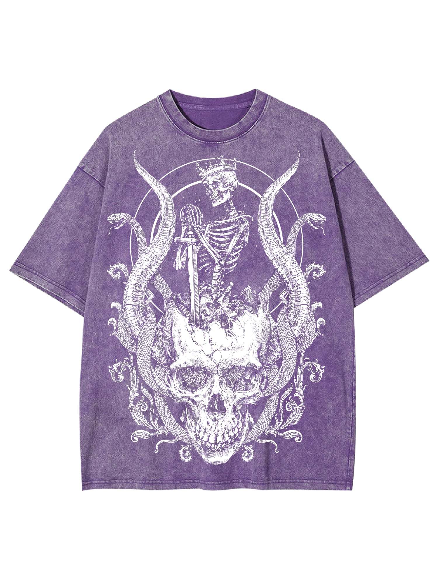 Skeleton King Washed Tshirt-ClassyOutlaw
