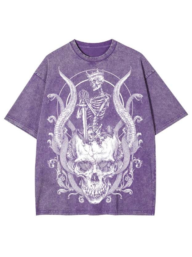 Skeleton King Washed Tshirt-ClassyOutlaw