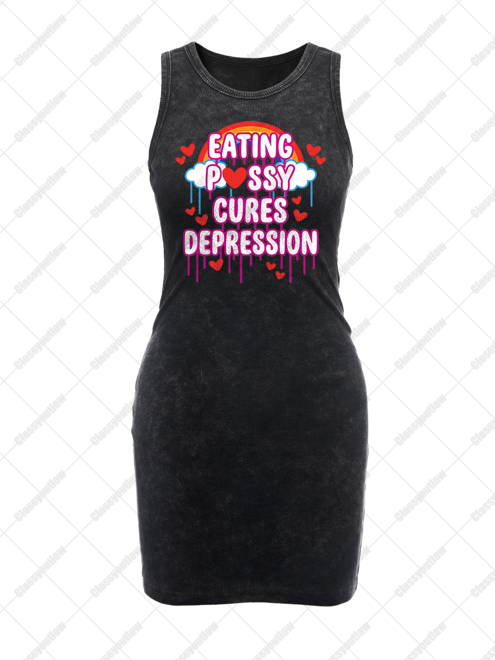 RAINBOW HEART VINTAGE BODYCON TANK DRESS