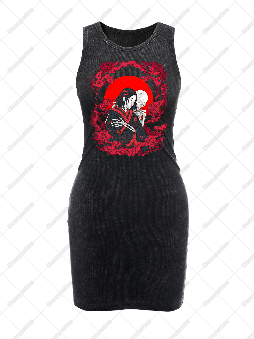 RED GHOST VINTAGE BODYCON TANK DRESS