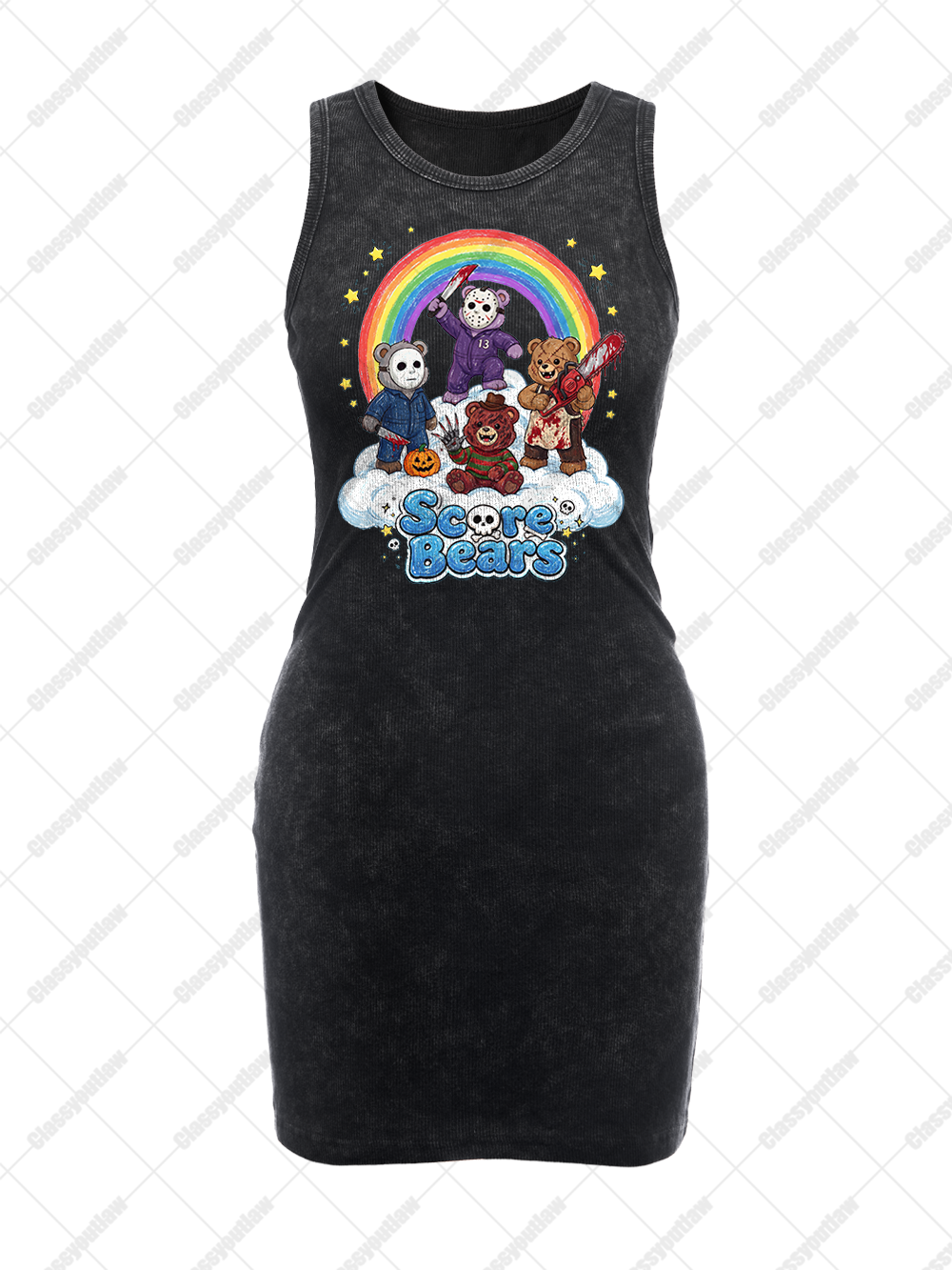 SCARY BEARS VINTAGE BODYCON TANK DRESS