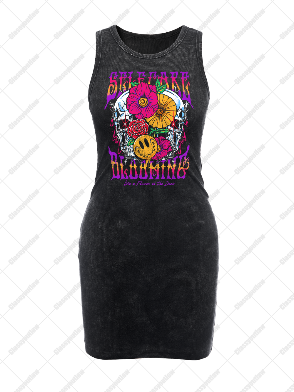 SELF CARE BLOOMING VINTAGE BODYCON TANK DRESS