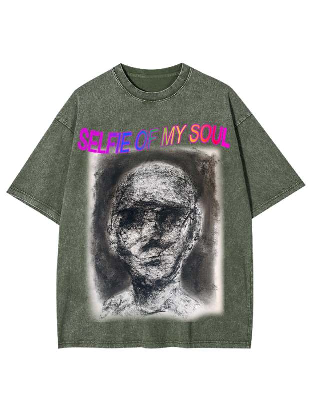 Selfie Of My Soul Washed Tshirt-ClassyOutlaw