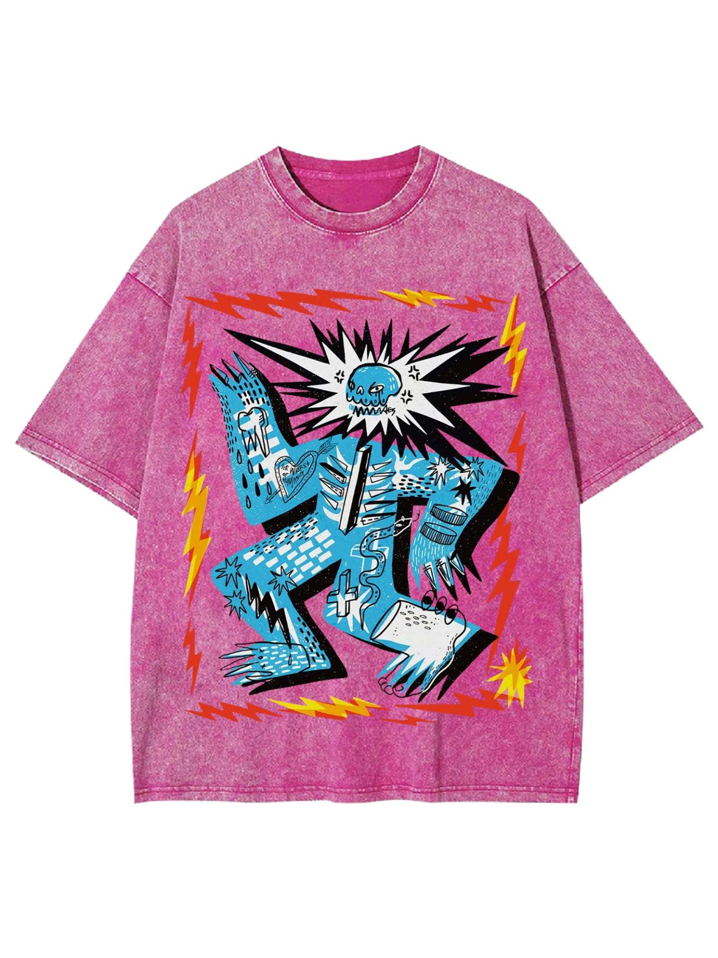 Grumpy Skull Washed Tshirt-ClassyOutlaw