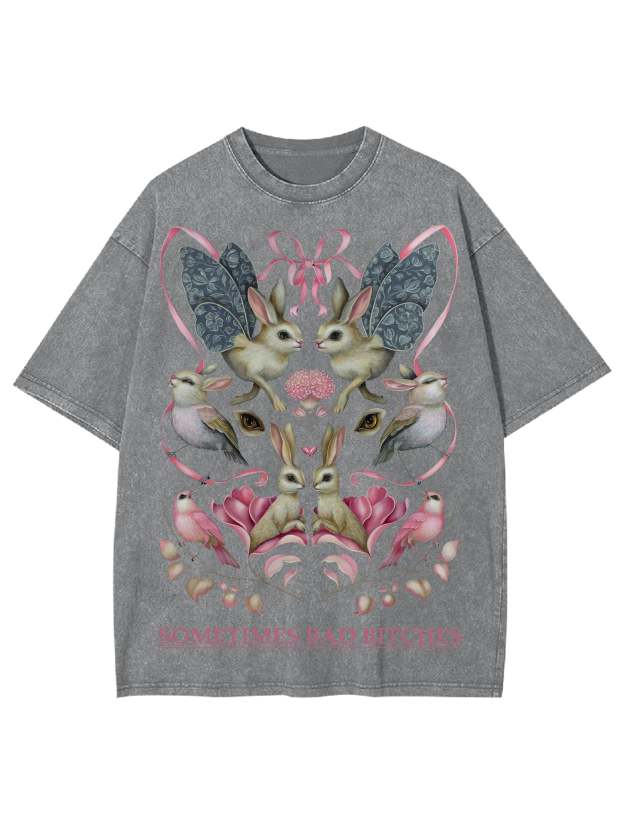 Sometimes Bad Bitches Washed Tshirt-ClassyOutlaw