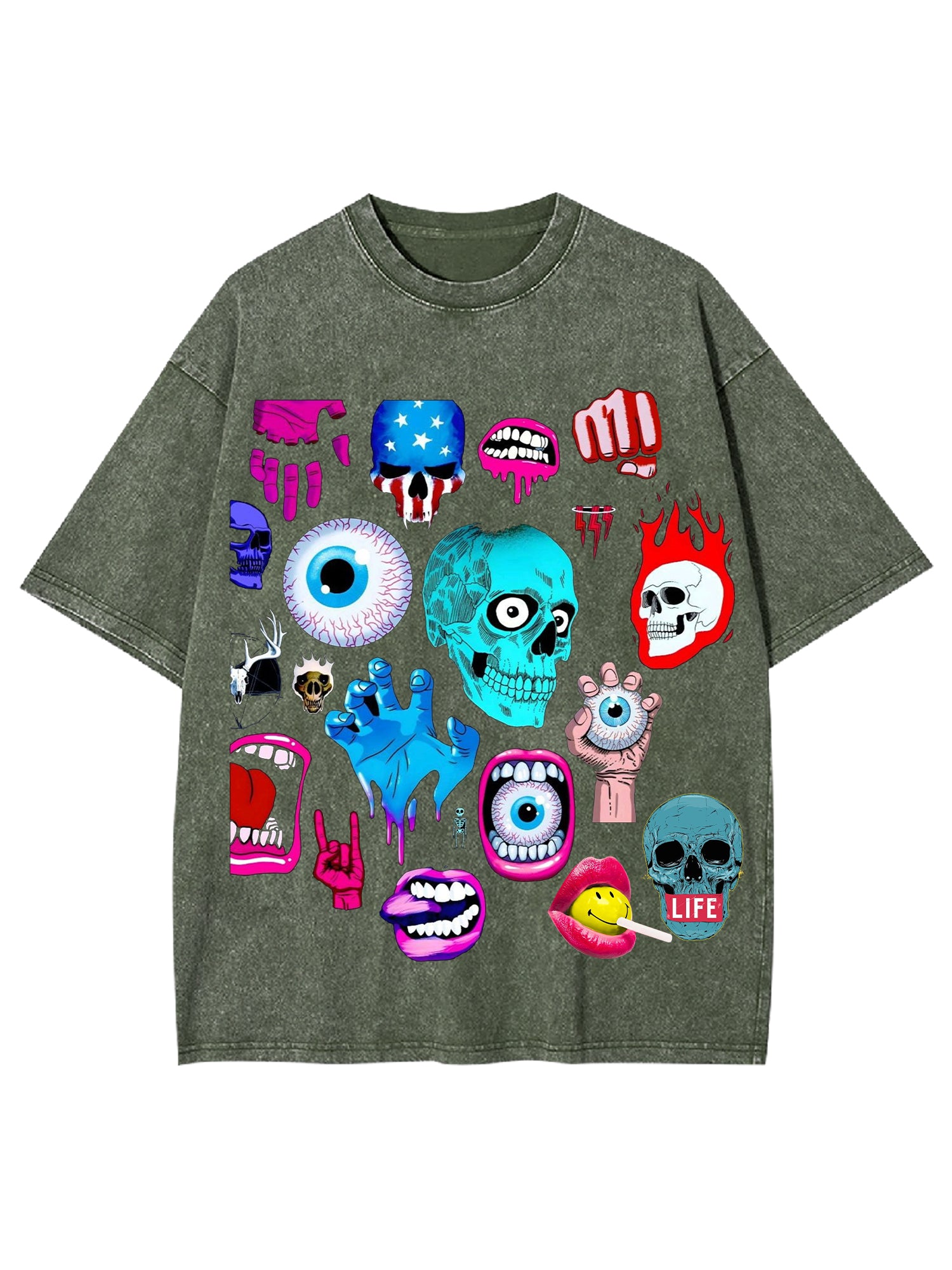 Skull Washed Tshirt-ClassyOutlaw