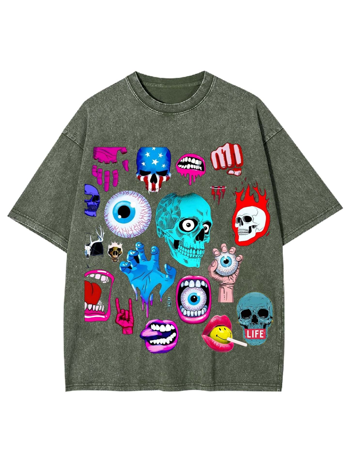 Skull Washed Tshirt-ClassyOutlaw