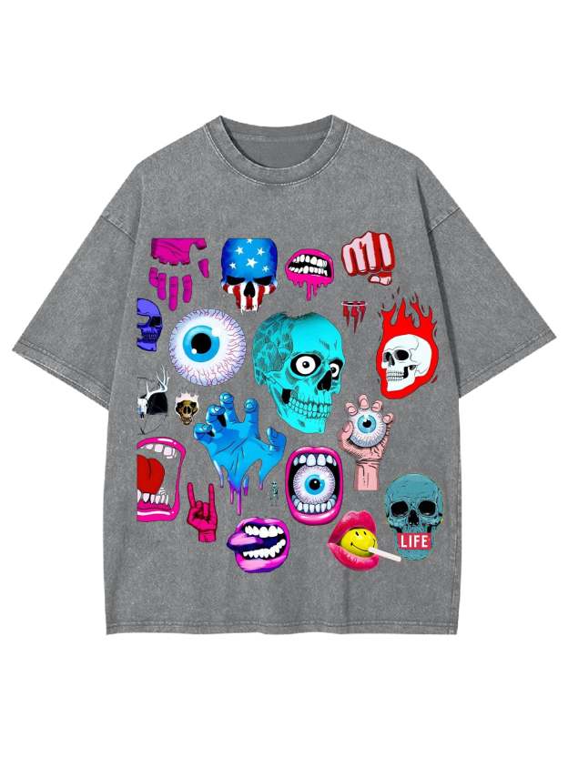 Skull Washed Tshirt-ClassyOutlaw