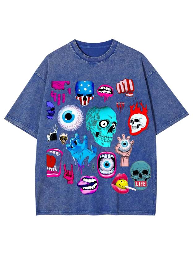 Skull Washed Tshirt-ClassyOutlaw