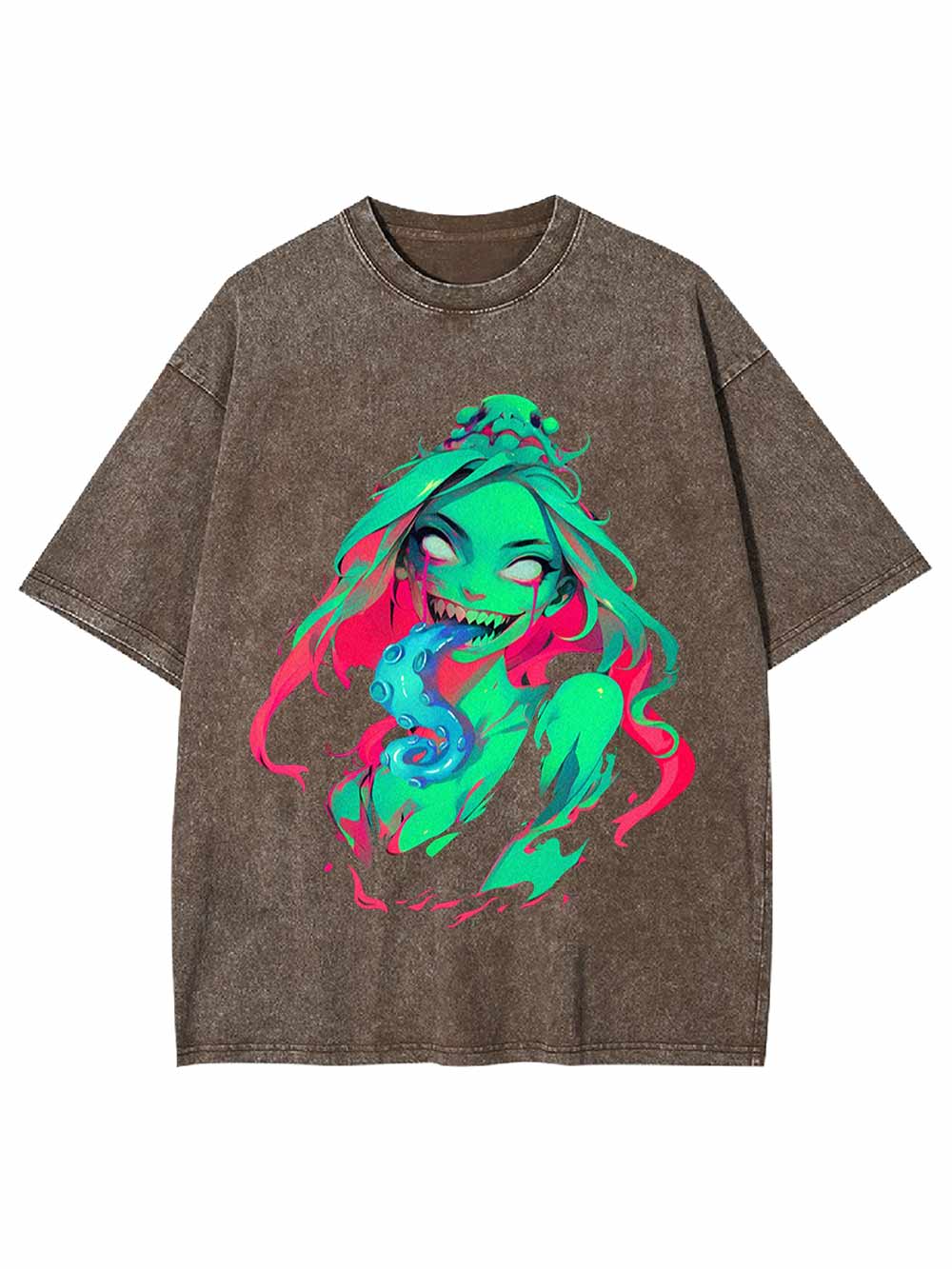Tentacles Evil Girl Washed Tshirt