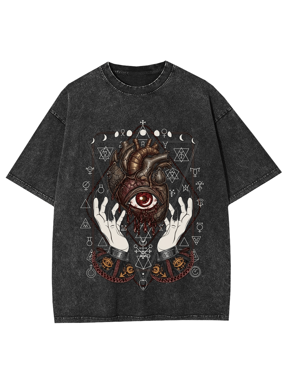Anatomical Eyes Heart Art Print Washed Tshirt