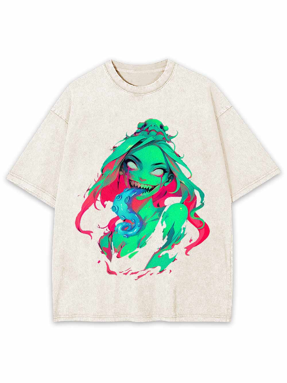 Tentacles Evil Girl Washed Tshirt