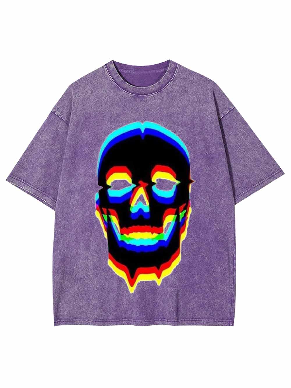 Cyberpunk Neon Skull Washed Tshirt