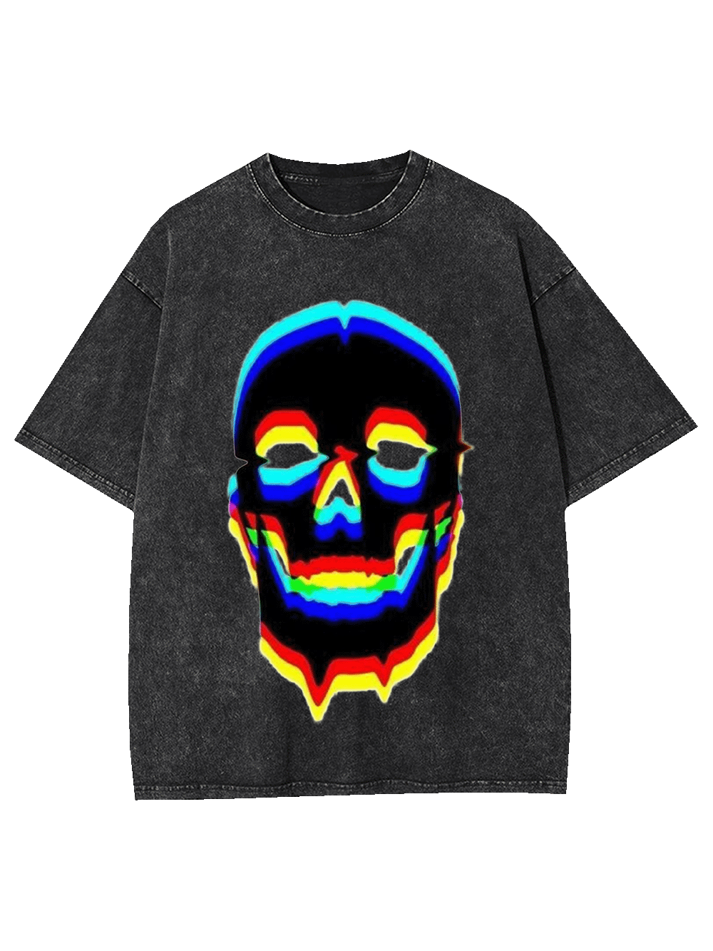Cyberpunk Neon Skull Washed Tshirt