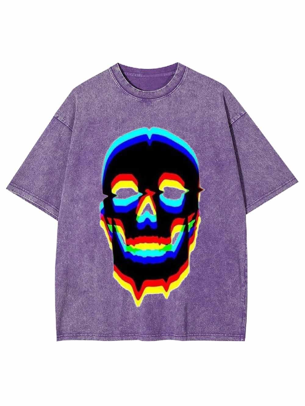 Cyberpunk Neon Skull Washed Tshirt