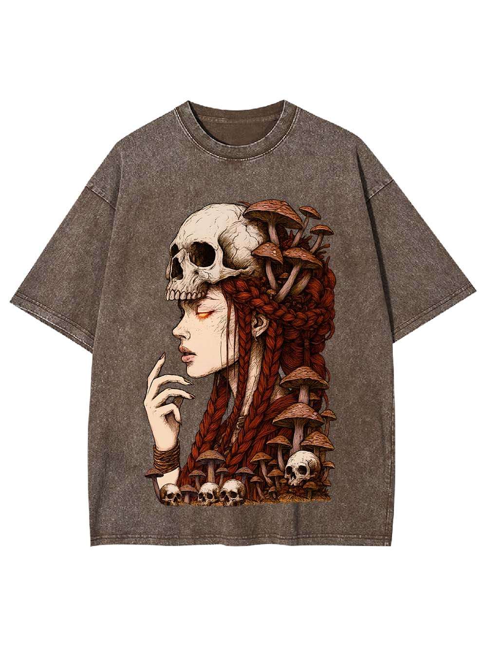 Skeleton Mushroom Witch Washed Tshirt
