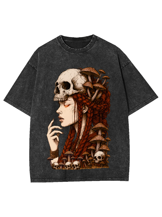 Skeleton Mushroom Witch Washed Tshirt