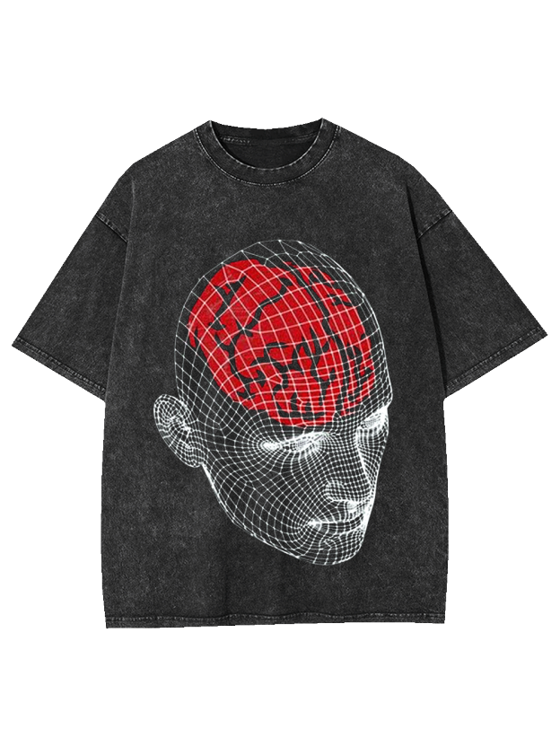 Wireframe Red Brain Washed Tshirt