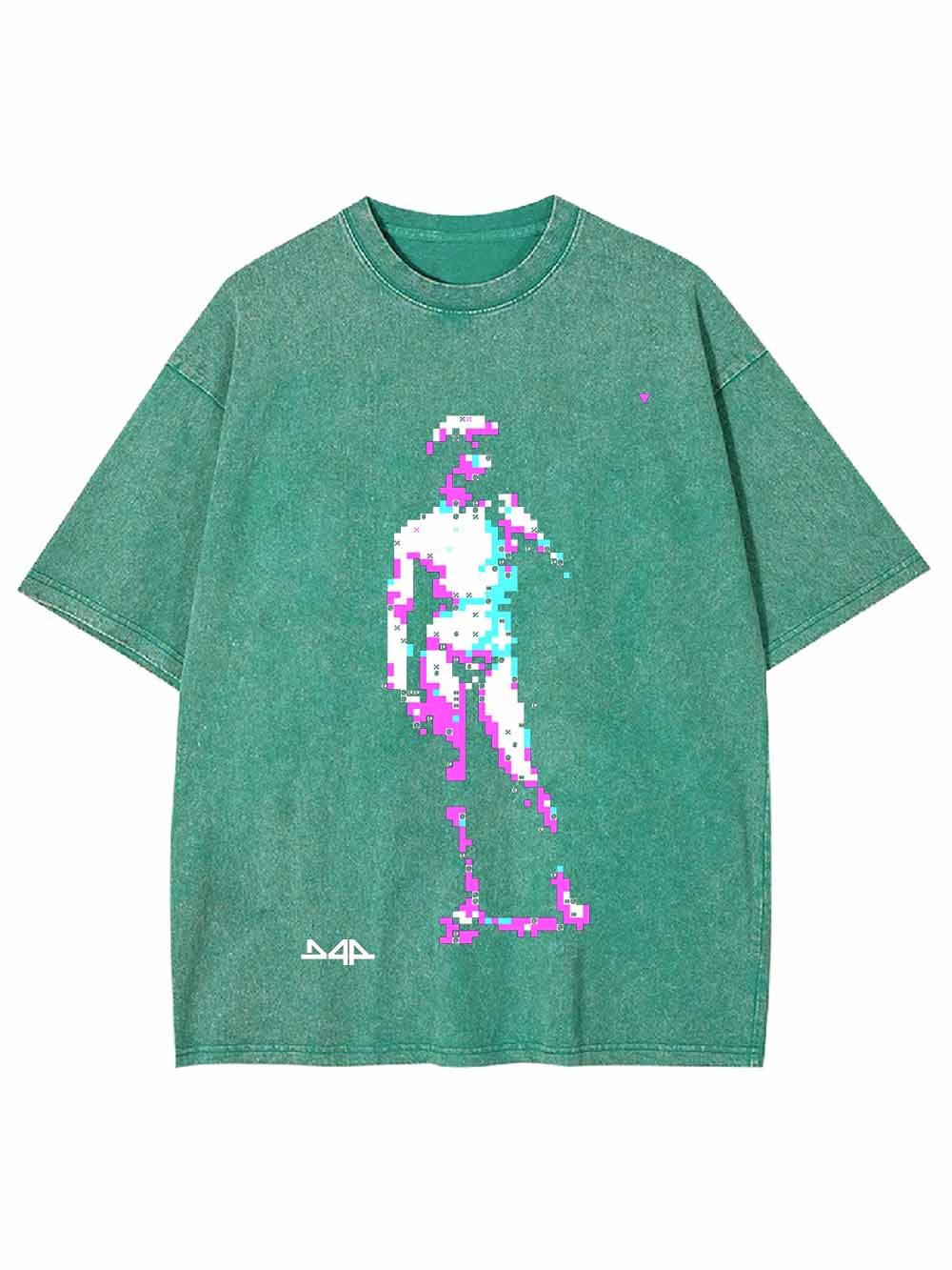 Vaporwave Pixel David Washed Tshirt